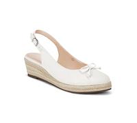 Damen Espadrilles mit geschlossenem Zehenbereich, Keilabsatz, Plateau, Slingback, mittelhoher Absatz, Segeltuch, Schleife, Kleid Sandalen, Weiss/opulenter Garten, 39 EU