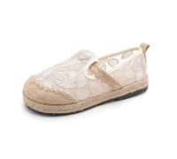 Damen Espadrilles Plateau Sandalen Atmungsaktive Netz Mary Jane Schuhe Geschlossene Zehen Pantoletten Slip On Flats Sommer Freizeit Loafer Boho Leinen Keilabsatz Komfortable Gehschuhe Beige