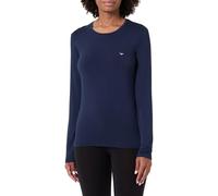 Damen Essential Studs Langarm Rundhals T-Shirt Blau XL Regular Fit, blau, XL