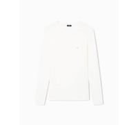 EMPORIO ARMANI Damen Langarmshirt, Rundhals - ESSENTIAL STUDS, Viskose Stretch Weiß L