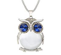 Damen Eulen Kette S925 Sterling Silber mit Geburtsstein Anhänger Nette Tiere Schmuck Geschenke für Frauen Mädchen Eulenliebhaber