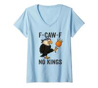 Damen F-CAW-F No Kings Fun Bald Eagle US Bandana Statement Protest T-Shirt mit V-Ausschnitt