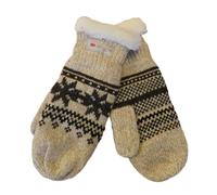 Damen Fäustling Handschuh mit Norweger Muster Thinsulate beige, One Size