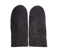 Damen-Fäustlinge aus echtem Wildleder und echtem Schaffell, warme Handschuhe, schwarz M