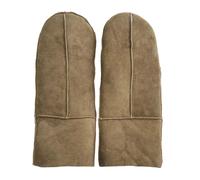 Damen-Fäustlinge aus echtem Wildleder und Schaffell, hellbraun, warme Handschuhe S