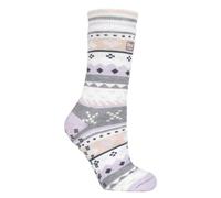 Damen Fairisle Nordic Winter rutschfeste Thermo-Slipper-Socken 4-6,5
