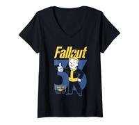 Damen Fallout 33 Vault Boy Pose Vault-Tec TV Show T-Shirt mit V-Ausschnitt