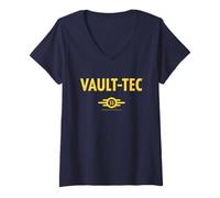 Damen Fallout TV Series Vault-Tec 33 Logo Easy Costume Video Game T-Shirt mit V-Ausschnitt