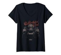 Damen Fallout Video Game Brotherhood of Steel Character T-Shirt mit V-Ausschnitt