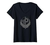 Damen Fallout Video Game Brotherhood of Steel Logo T-Shirt mit V-Ausschnitt