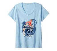 Damen Fantastic Four Group Bubble T-Shirt mit V-Ausschnitt