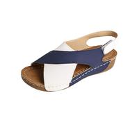 Damen Farbblock Sandalen Sale Plateau Sandaletten Gekreuzte Riemen Sandals mit Verstellbare Klettverschluss Sandalette Slingback Sandale Peep Toe Sommerschuhe Elegante schöne Pantoffeln Strandschuhe