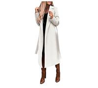 Damen Faux Wollmantel Bluse Dünner Mantel Trench Lange Jacke Damen Schlanker Langer Gürtel Elegante Mäntel Outwear Mantel Damen Mit Kunstfell
