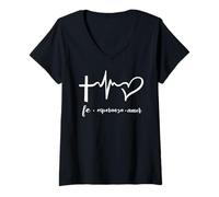Damen Fe, Esperanza y Amor T-Shirt mit V-Ausschnitt