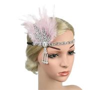 Damen Feder Kopfstücke 1 Stück Kopfschmuck Feder Stirnband Schwarz Strass Perlen Pailletten Haarband Vintage(Color5)