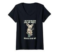 Damen Fennec Fox I am Often Mistaken for an Adult sarkastic T-Shirt mit V-Ausschnitt