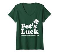 Damen Fet's Luck Funny St. Patricks Day Clover sarkastisches Grün T-Shirt mit V-Ausschnitt