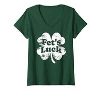 Damen Fet's Luck Funny St. Patricks Day Clover sarkastisches Grün T-Shirt mit V-Ausschnitt