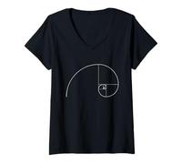 Damen Fibonacci Spirale Goldener Schnitt Geometrie Architektur Phi T-Shirt mit V-Ausschnitt