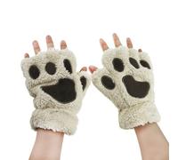 Damen Fingerlos Handschuhe Winter Katze Claw Bear Pfote Plüsch Fäustlinge Niedliche Cartoon Halbfinger Handschuhe Warme Fausthandschuh Outdoor Dicke Handwärmer