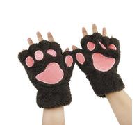 Damen Fingerlos Handschuhe Winter Katze Claw Bear Pfote Plüsch Fäustlinge Niedliche Cartoon Halbfinger Handschuhe Warme Fausthandschuh Outdoor Dicke Handwärmer