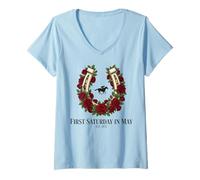 Damen First Saturday in May Horse Racing Jockey T-Shirt mit V-Ausschnitt