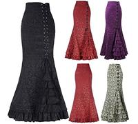 Damen Fischschwanz Rock Vintage Lang Rüschen Meerjungfrau Rock,Damen Sommer Rock Rüschen Bodycon Bleistiftrock Elegant Midi Rock,Frauen Punk Style Rock Vintage Lange Figurbetontes Fishtail Rock