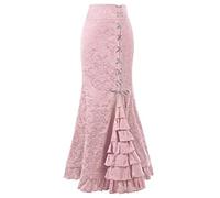 Damen Fischschwanz Rock Vintage Lang Rüschen Meerjungfrau Rock,Damen Sommer Rock Rüschen Bodycon Bleistiftrock Elegant Midi Rock,Frauen Punk Style Rock Vintage Lange Figurbetontes Fishtail Rock