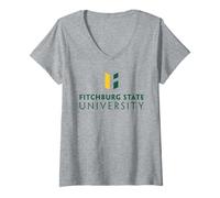 Damen Fitchburg State University Falcons Wordmark Logo T-Shirt mit V-Ausschnitt