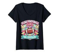 Damen Flagge Fußball Girl Like A Normal Girl Only Much Cooler Funny T-Shirt mit V-Ausschnitt
