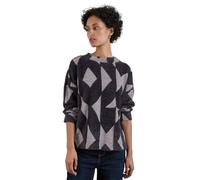 Street One Print-Shirt flauschig Damen Blau Gr. 38 – gemustert, 3/4-Ärmel, hochgeschlossen