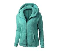 Damen-Fleece-Jacke, durchgehender Reißverschluss, einfarbig, lange Ärmel, Hoodies mit Tasche, weich, bequem, mit Kapuze, Übergröße, gemütlich, warm, weite Sweatshirts, lockere Passform, übergroße
