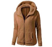 Damen-Fleece-Jacke, durchgehender Reißverschluss, einfarbig, lange Ärmel, Hoodies mit Tasche, weich, bequem, mit Kapuze, Übergröße, gemütlich, warm, weite Sweatshirts, lockere Passform, übergroße