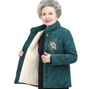 Damen Fleecejacke - Alte Menschen Mittleren Alters Winterjacken Oma Tragen Mit Baumwolle Gefütterte Mäntel Dicke, Warme, Bestickte Damenparkas Ältere Damenkleidung,Stil B,3XL
