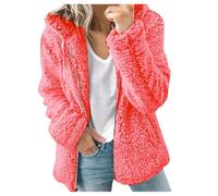 damen fleecejacke, grün,Damen Teddy Fleecejacke Rosa Hoodie mit ReißVerschluss Sherpa Fleece Jacke Teddyfleece Pullover Flauschige Warm Winter Bekleidung Mode Winterjacke mit Kapuze Kuschel Teddyjacke