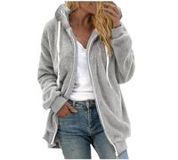 Damen Fleecejacke Warme Bequem, Winterjacke Stylisch Funktional, Winter Warm Lose Plüsch Zip Hooded Jacke, Plüschjacke Elegant Schick, Sale Angebote Teddyjacke Lässig Tolle Steppjacke
