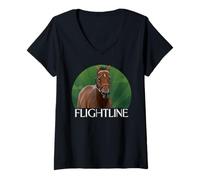 Damen Flightline Pferd, Pferderennen, Del Mar, Santa Anita, Pferde T-Shirt mit V-Ausschnitt