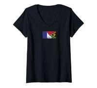 Damen Frankreich & Vanuatu Flaggen - Französisch Vanuatuan T-Shirt mit V-Ausschnitt