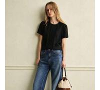 Damen Französisch elegante Rundhals Patchwork Spitze bestickte Rüschen Casual Pendler Kurzarm Bluse