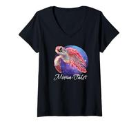 Damen Französisch-Polynesien Moorea Tahiti T-Shirt mit V-Ausschnitt