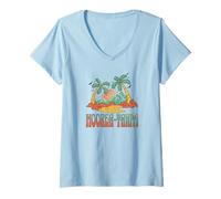 Damen Französisch-Polynesien Moorea Tahiti T-Shirt mit V-Ausschnitt