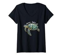 Damen Französisch-Polynesien Moorea Tahiti T-Shirt mit V-Ausschnitt