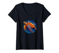 Damen Französisch-Polynesien Moorea Tahiti T-Shirt mit V-Ausschnitt