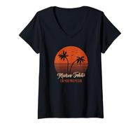 Damen Französisch-Polynesien Moorea Tahiti T-Shirt mit V-Ausschnitt