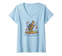 Damen Französisch-Polynesien Moorea Tahiti T-Shirt mit V-Ausschnitt
