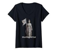Damen FRATERNITAS Gotische Fantasie T-Shirt mit V-Ausschnitt