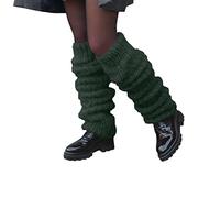 Damen Frauen Winter Crochet Stricken Stulpen Beinstulpen Beinwärmer Kniestrümpfe Legwarmers (Grün, One Size)