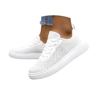 Damen Freizeitschuhe modische Uni Oktoberfest Karneval zum Halloween Atmungsaktive Freizeitschuhe mit weichen Sohlen MeshObermaterial für Damen in Übergrößen leichte Bequemschuhe für(White, 36)