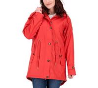 Ankerglut Damen Friesennerz Regenmantel Kapuze Wasserdicht Wetterfest Windbreaker mit Teddyfleece Regenjacke, red, 36