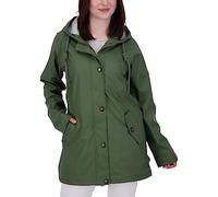 Damen Friesennerz Regenmantel Regenjacke mit Kapuze Gefüttert Wasserdicht Wetterfest Windbreaker Übergangsjacke